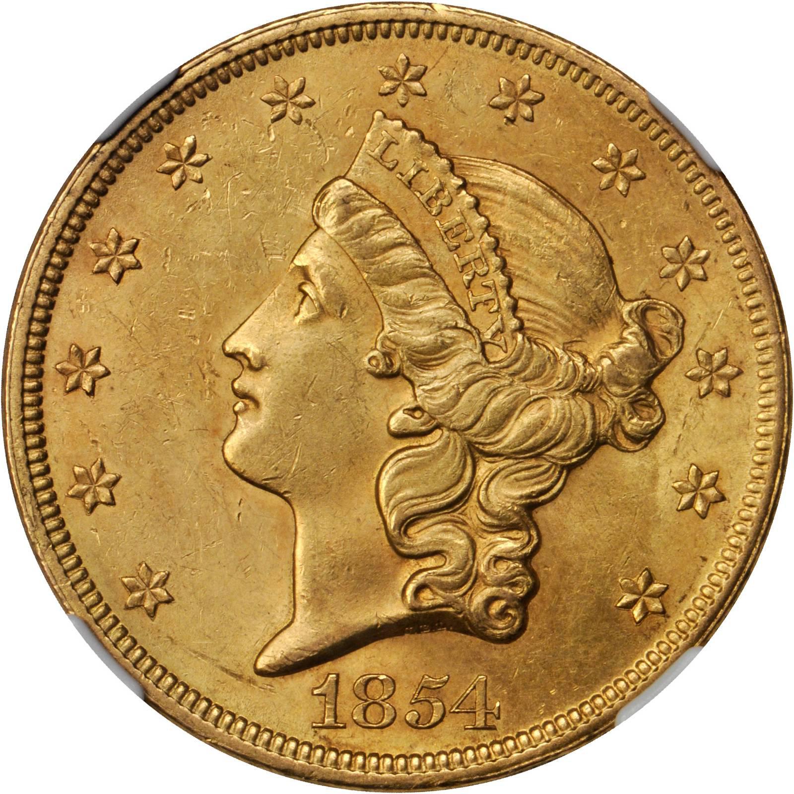 value-of-1854-20-small-date-gold-coin-liberty-double-eagle