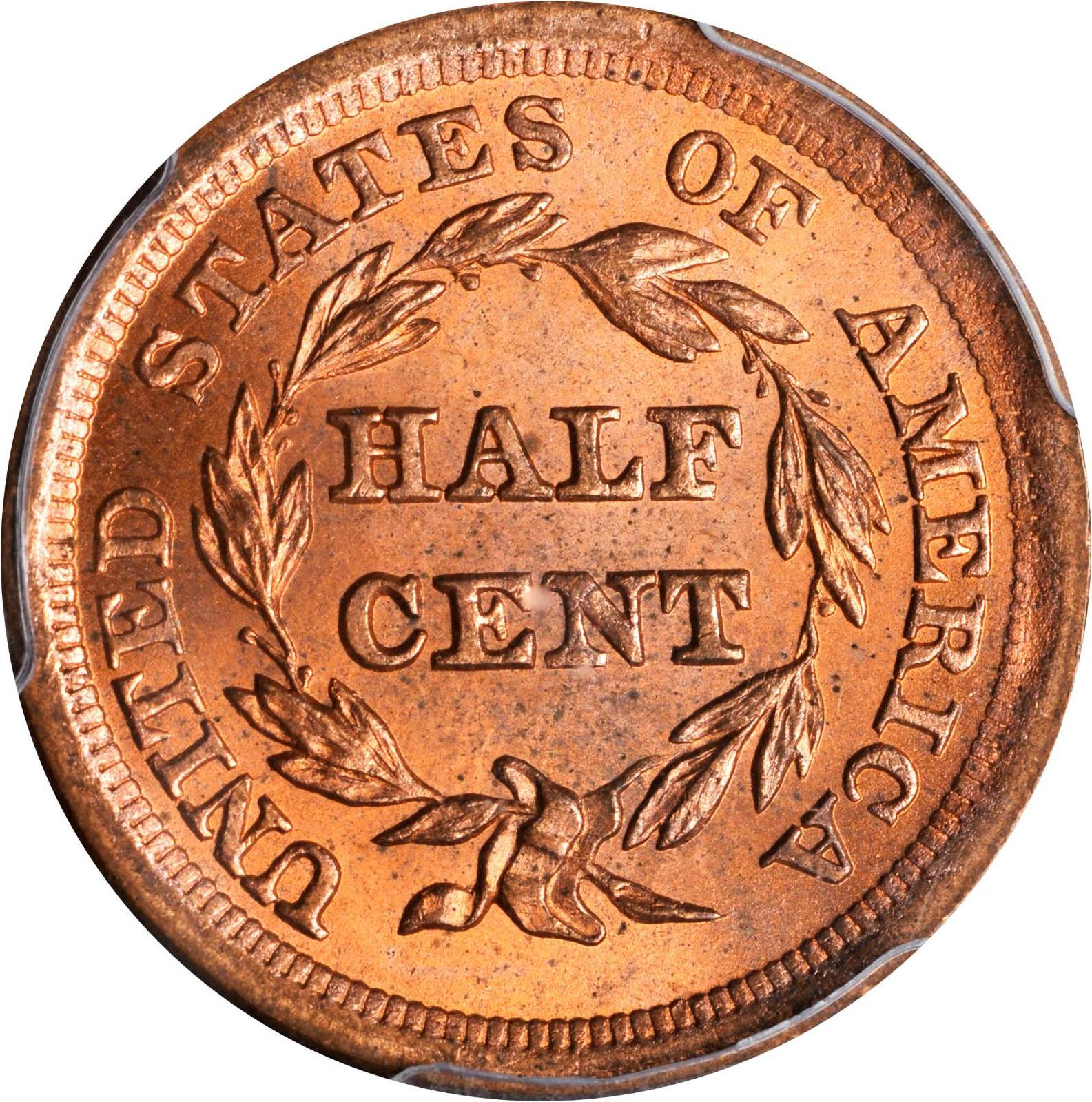 1854 Braided Hair Half Cent Early Copper Half Penny Coin Value