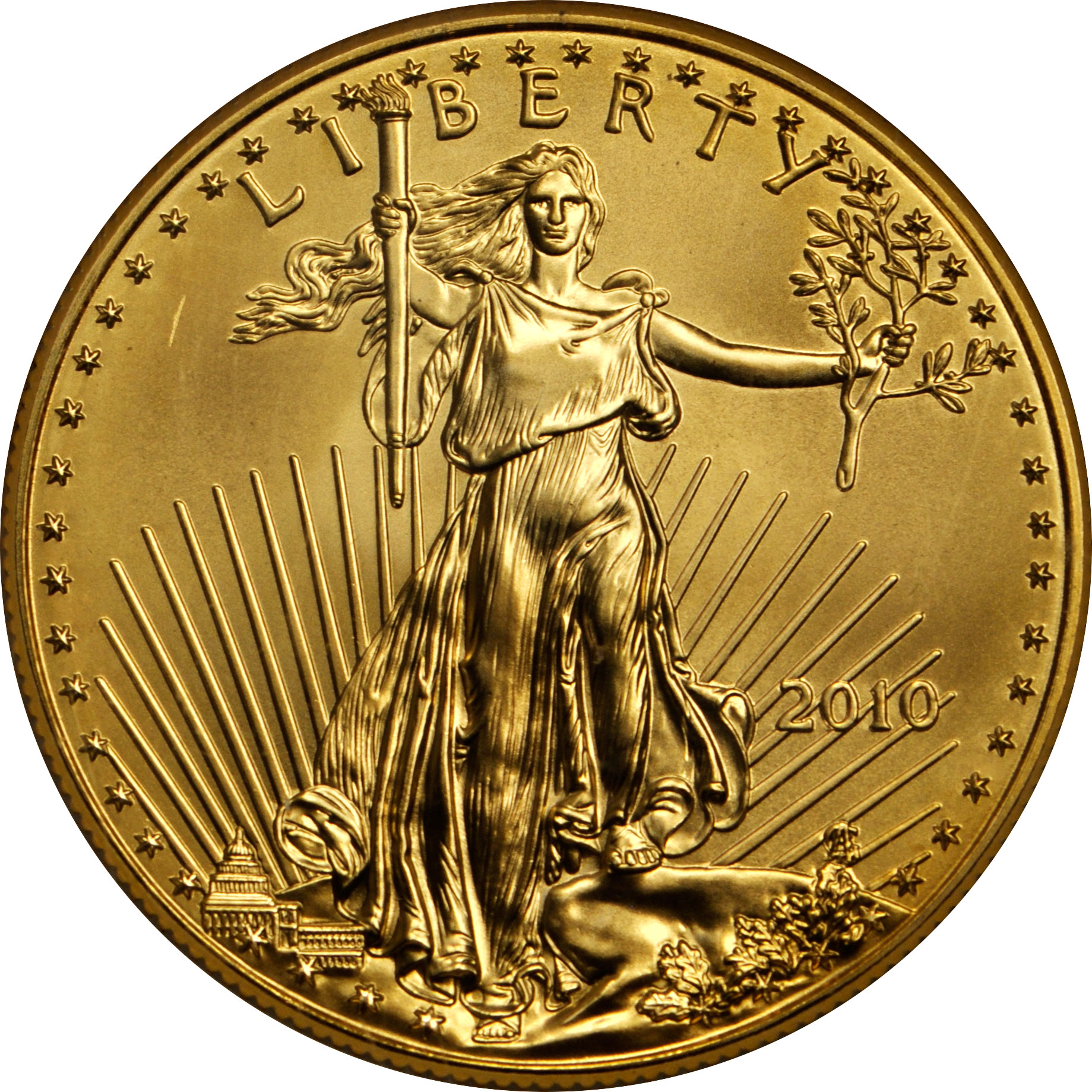 Value of 2010 10 Gold Coin Sell .25 OZ U.S.A. Gold Eagle