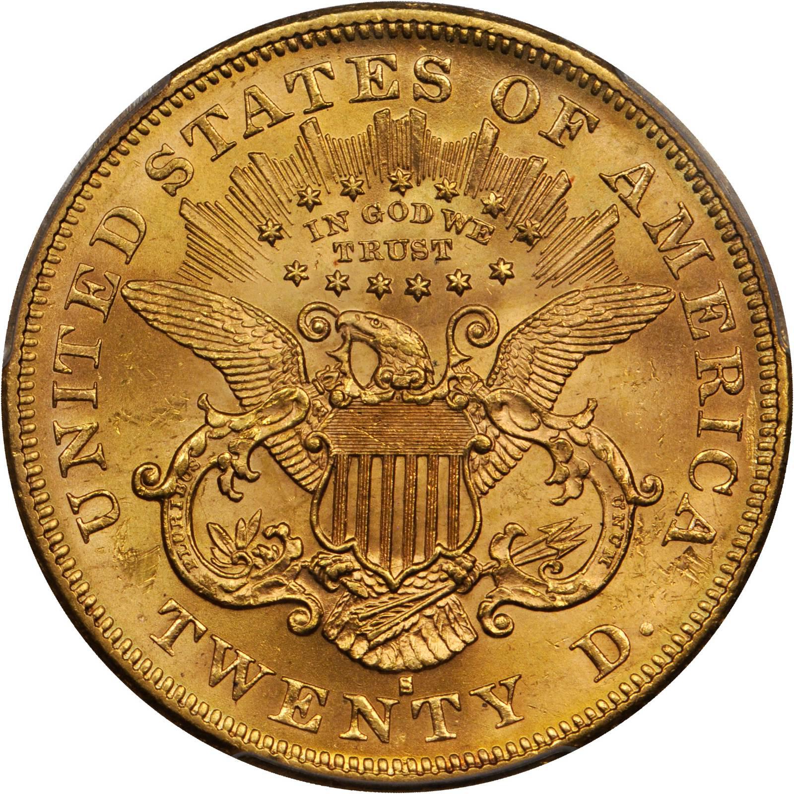1866-1876 $20 Liberty Gold Double Eagle Type 2 SKU #61870 Cleaned 