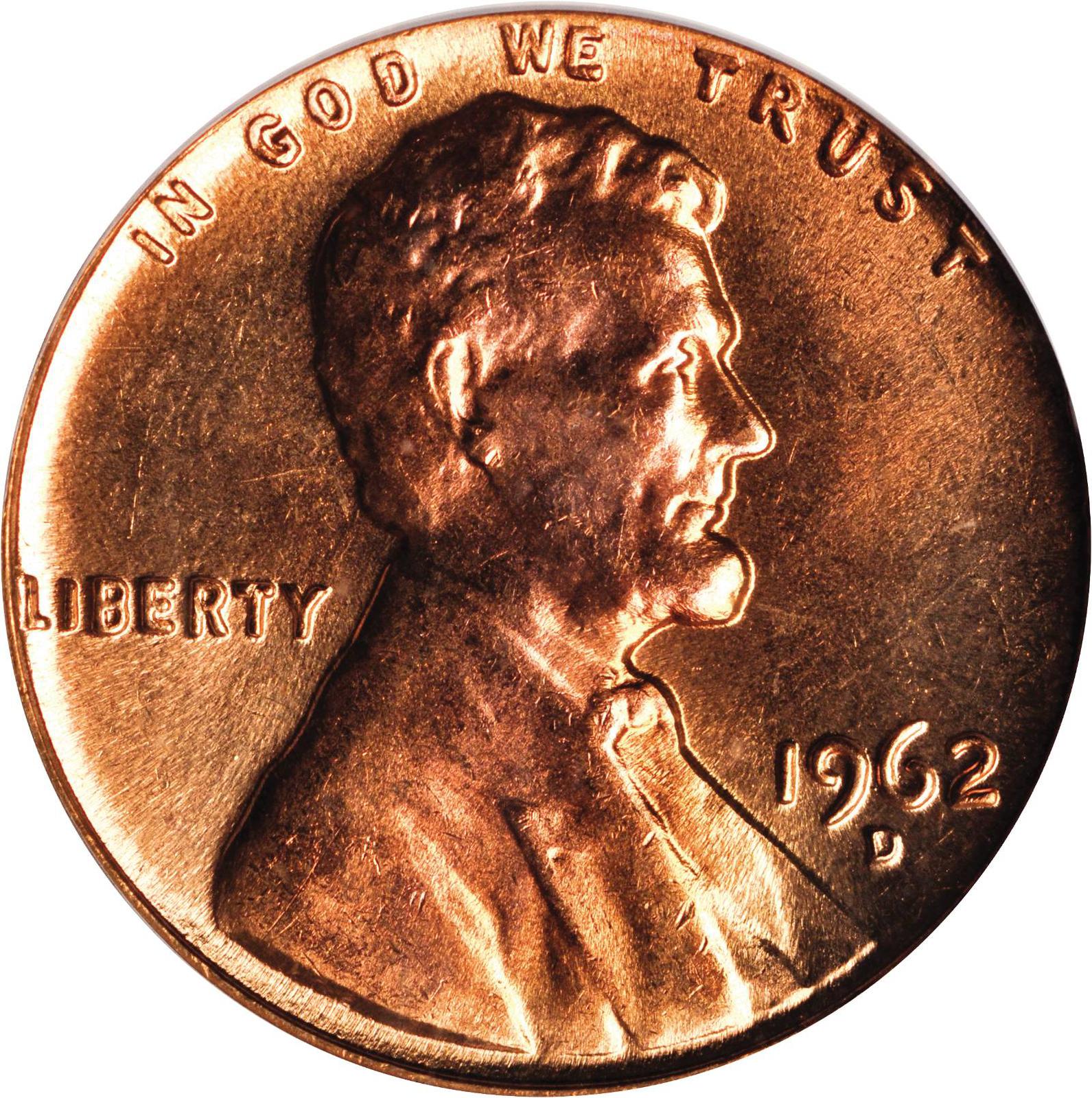 1962 D LINCOLN MEMORIAL SMALL CENT UNCIRCULATED BRIGHT RED 