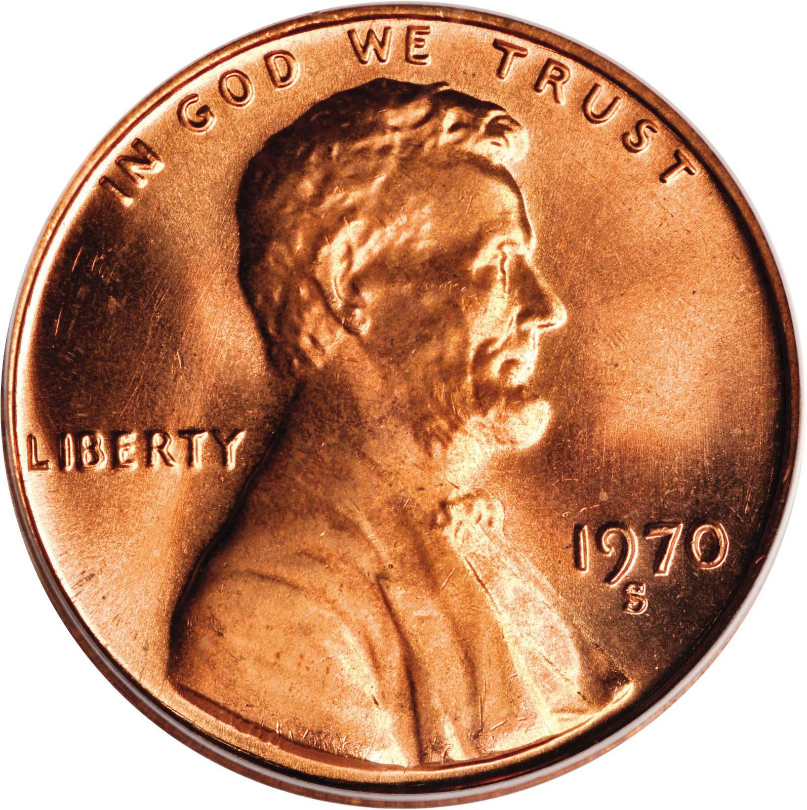 1970-S LD  LARGE DATE LOW 7 LINCOLN MEMORIAL CENT MINT STATE BU PENNY 