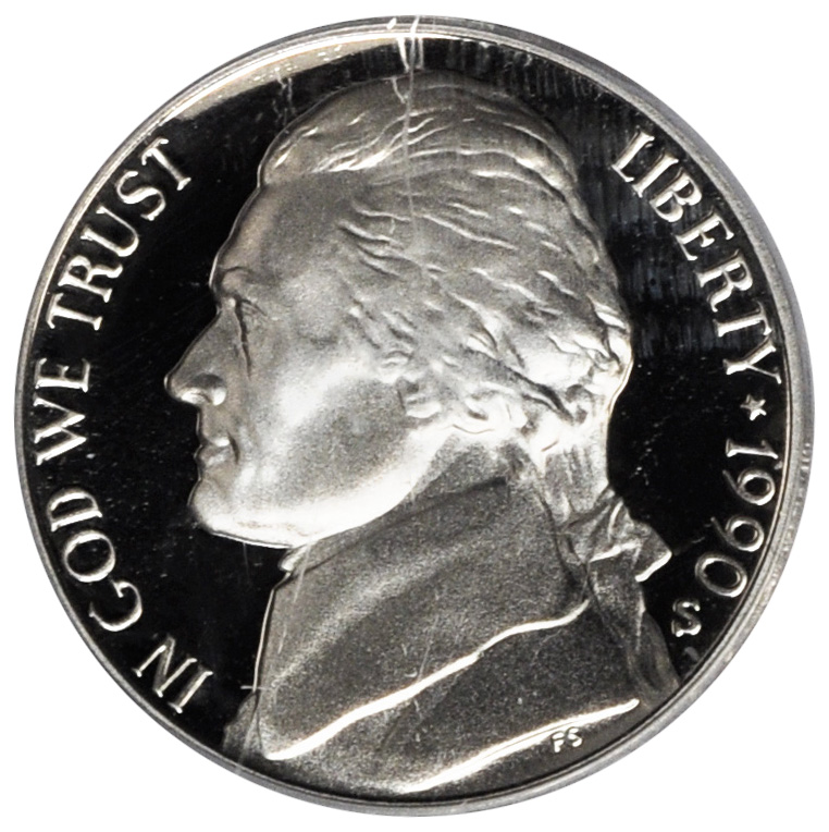 1990 S Jefferson PROOF Nickel 
