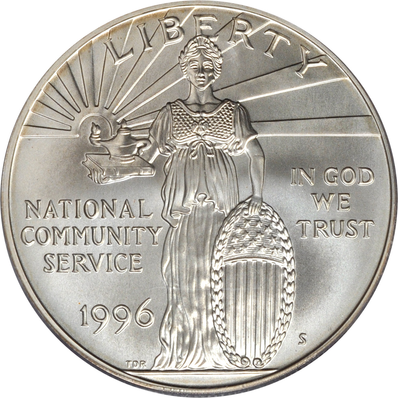 Gem Cameo US Mint 1996 S National Community Service Commemorative Proof Silver Dollar DCAM 