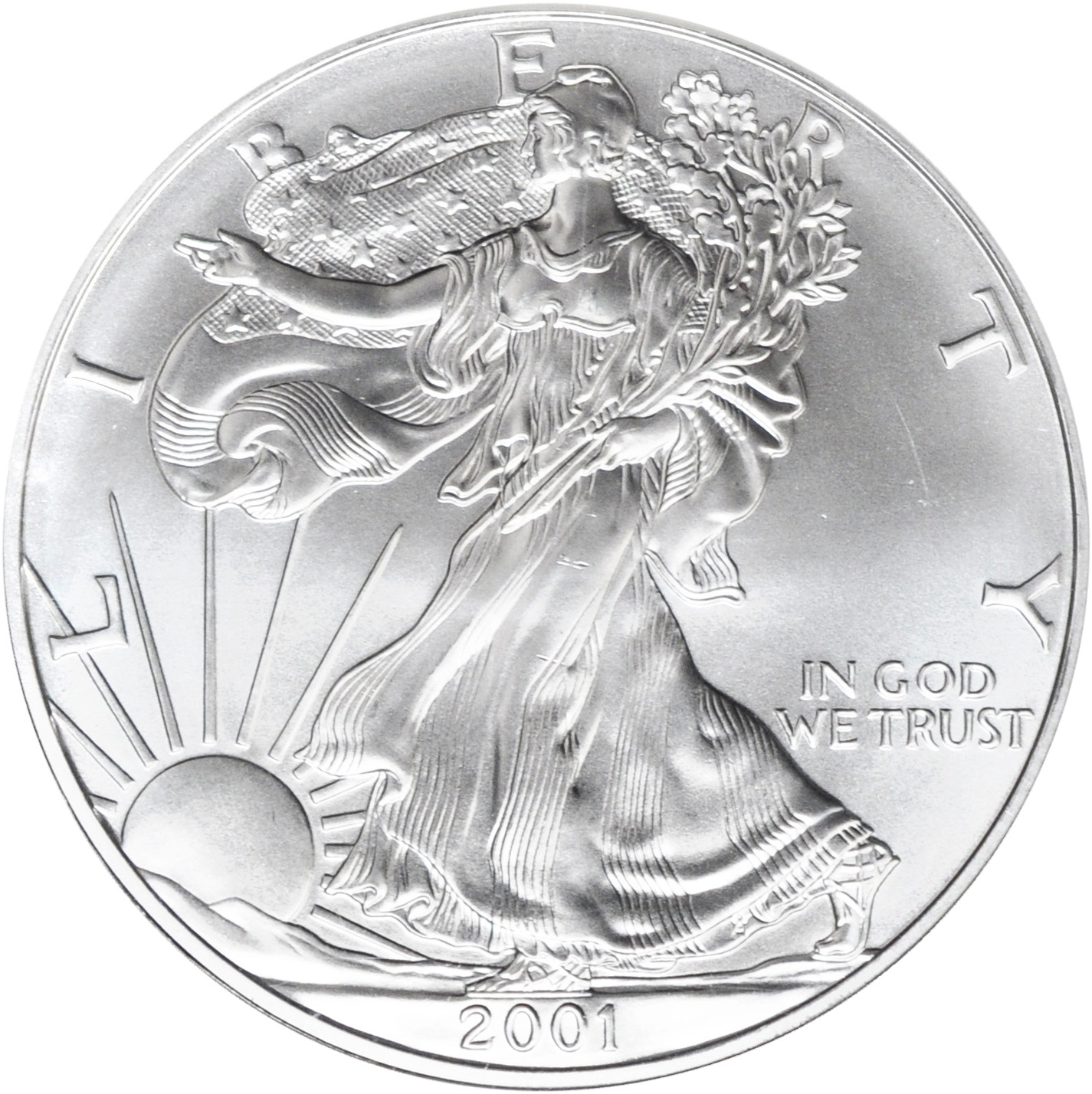 2001 Silver American Eagle BU 1 oz Coin US $1 Dollar Uncirculated Brilliant Mint 