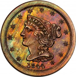 1854 (None) Phil Braided Hair Half Cent Value